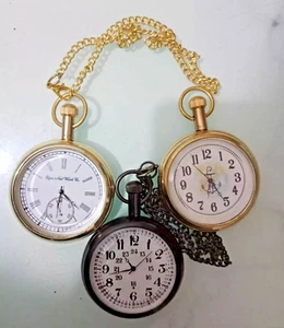 Lot of 3 Watch elgin vintage pocket Collectible Antique Brass Pocket Watch GIFT - Picture 1 of 5