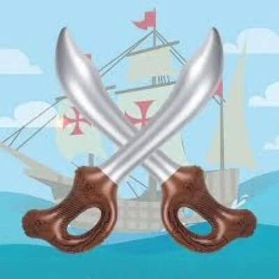9 Pcs Inflatable Pirate Swords for Kids Blow Up Pool Party Game Toy Pirate Sword - Image 1 of 4