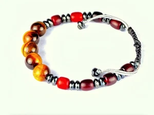 ADJUSTABLE Genuine Tiger's Eye Armband Wristband Bracelet 2B-370 - Picture 1 of 5