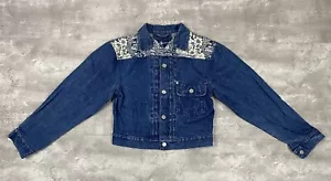 vintage POLO RALPH LAUREN denim jacket buckle back floral TYPE 1 cropped jean S - Picture 1 of 12