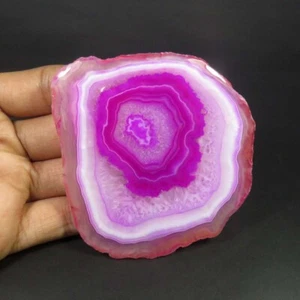 Natural Slice Geode Agate Gems 76x73 mm Handmade Pink SLICE Cabs 310Cts BS-961 - Picture 1 of 11