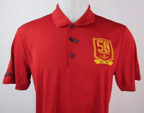 Houston Rockets NBA adidas Men's Vintage 50th Anniversary Golf Polo Shirt Cover