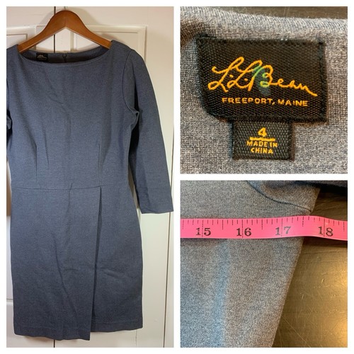 VETEMENTS Abito LL Bean Ponte Maglia Finto Avvolgente Taglia 4 Grigio Ufficio Carriera Chiesa Minimal LEGGI