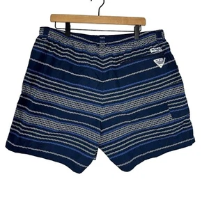 Columbia PFG Mens Blue Backcast Water Shorts Swim Trunks Size XL Fish Hooks - Picture 1 of 7