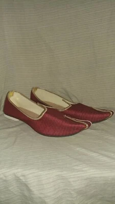 Men's Sherwani Jutti Wedding Shoes Indian Ethnic Mojari Size 12 Red New W/O Box - Image 1 of 4