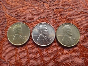 1938 P, D & S hochwertiger Lincoln Kupfer Penny Cent 1c Lot von 3 - kostenloser Versand USA - Bild 1 von 8