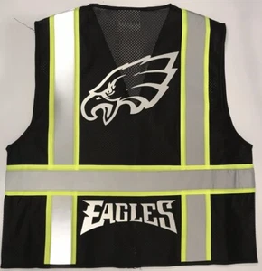 PHILADELPHIA EAGLES BLACK REFLECTIVE SAFETY VEST W/REFLECTIVE LOGO - Picture 1 of 2