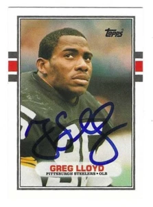 Autographed 1989 Topps GREG LLOYD Pittsburgh Steelers card #115T w/ Show Ticket - Picture 1 of 1