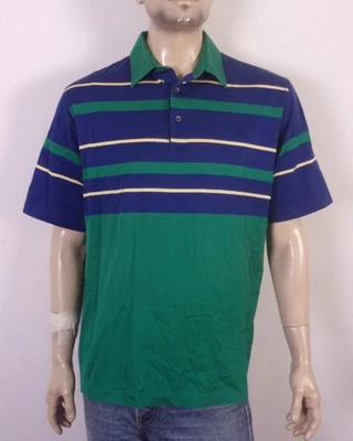 Винтажная рубашка-поло 80-х 90-х Titleist от Corbin в полоску из тонкого хлопка Lisle размер XL - Изображение 1 из 4