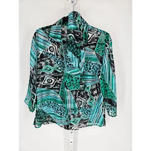 Draper's & Damon's blusa donna multicolore poliestere astratta scollo a cravatta taglia S - Foto 1 di 4