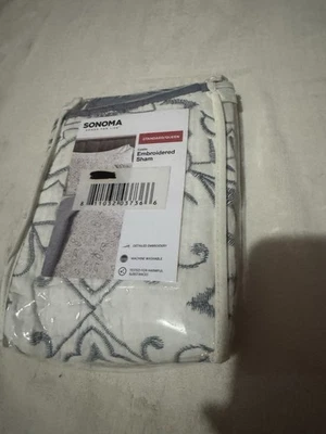 Funda Almohada Sonoma Estándar/Reina Bordada Falsa Azul y Blanco Foto 1 de 4