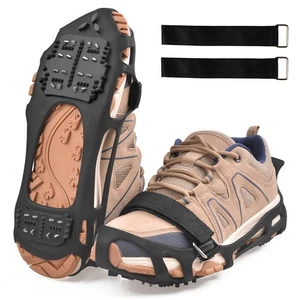 24 Teeth Ice Cleats Snow Traction Cleats Ice Shoe Grippers Crampons with Straps - Picture 1 of 9