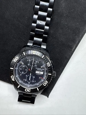 Stuhrling Prestige Valjoux 7750 Swiss Made All Stainless Steel Black Automatic - Image 1 of 4