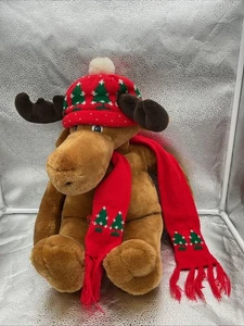 Vintage 1987 Moostletoe Christmas Plush Commonwealth Moose Scarf Large 24" Toy - Picture 1 of 4