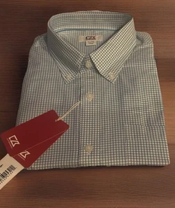 Cutter And Buck Easy Care No Iron XL NWT Long Sleeve Checkered Blue Men’s Shirt - Picture 1 of 3