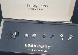 Bomb Party Simply Studs 4 paia estate del 2023 set cubic zirconia nuovo - Foto 1 di 2