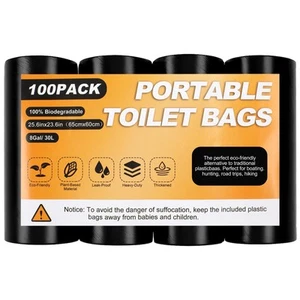 100 Portable Camping Toilet Bags, Biodegradable Porta Potty Bags for 5 Gallon... - Picture 1 of 7