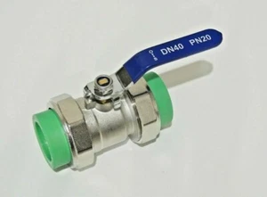 Double Socket Union Ball Valve - Brass Nickel Plated - 40 X 40 mm - PPR Fusion - Picture 1 of 3