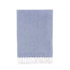 Plain Blue Turkish Beach Towel Handwoven Peshtemal by Bello, 39 x 66.9 Inches