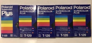 Lot 5 NEW SEALED Polaroid Supercolor Plus Blank VHS Tapes T-120 6hr - Picture 1 of 3