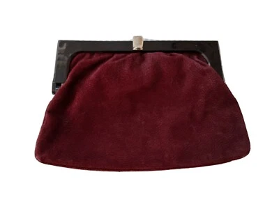 Bolso de mano de diseñador vintage años 70 en gamuza borgoña  Foto 1 de 4