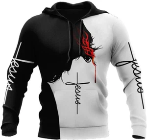 3D Christian Jesus Hoodies for Men Women Unisex Praying Hands Sweatshirt Pullove - Picture 1 of 12