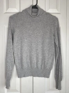 H & M Turtleneck Sweater Gray Staple Modest Ribbed Lightweight Pullover Sz XS - Picture 1 of 5