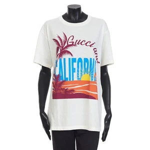 GUCCI 490$ T-Shirt - California Print, Crewneck, Oversized, weiß Baumwolljersey - Bild 1 von 10
