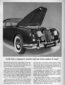 Jaguar Mark II 1960 sedán ""See What Makes It Roar"" anuncio original - Imagen 1 de 1
