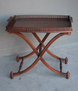 Antique English Regency Campaign tray table mahogany folds flat Vintage finish - Picture 1 of 12