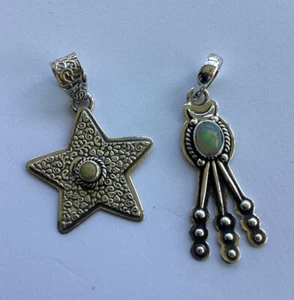 Ethiopian Opal Sterling Silver Pendants x2 - Picture 1 of 3