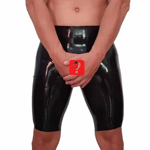 Brand New Open Latex Rubber Shorts Short Pants Trousers Black (one size) - Picture 1 of 7