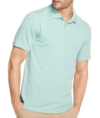 Men’s Van Heusen Short Sleeves Ottoman Striped Aqua Polo Shirt Big 3XL Free S&H  - Image 1 of 4