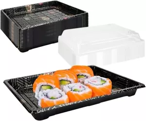Plastic Buffet Catering Trays, 25 Pcs Sandwich Platter Trays with Lids Large Re - Picture 1 of 7
