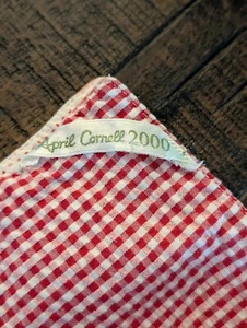 April Cornell Euro Sham Red Checkered Flowers Dragonflies Square 24" Farmhouse - Picture 1 of 12