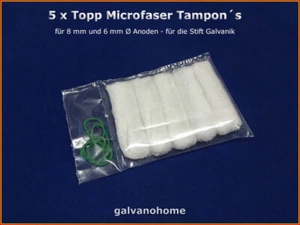 5x Topp Galvanik Tampon für Galvanisierstift 6 und 8mm Ø Anode zum galvanisieren - Bild 1 von 5