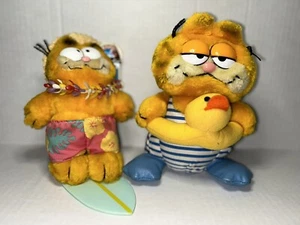 Garfield Cat Plush Swimmer Surfer 1981 Stuffed Animals Swimming Dakin & Fun Farm - Picture 1 of 23