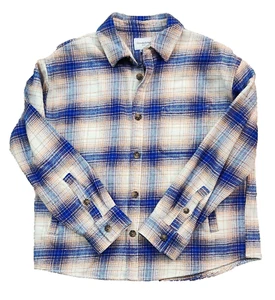 Goodfellow Heavyweight Flannel Long Sleeve Button-Down Shirt Cobalt Blue Large - Picture 1 of 1