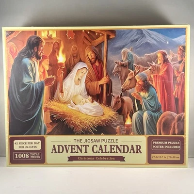 Nativity Advent Calendar 1008 Pc Jigsaw Puzzle 24 Day Christmas Countdown - Image 1 of 4