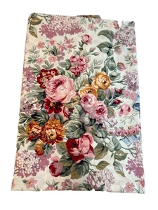 Ralph Lauren Vintage Allison Floral Flat Sheet Blue Pink Green QUEEN - Picture 1 of 3