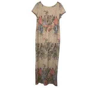 Maxi Vestido Adrianna Papell Matelasse Columna Texturizada Talla 16 Rubor Floral Madre - Imagen 1 de 8