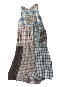 Citron Santa Monica Vintage 90s Dress Sz 1 Overall Patchwork Boho USA Made Midi - Picture 1 of 8