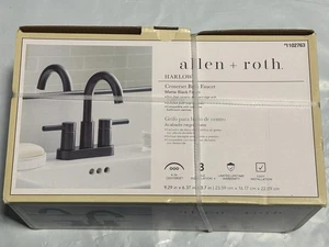 Allen Roth Harlow Matte Black 2-Handle 4" Centerset Faucet High-Arc - Picture 1 of 2