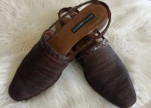 Sesto Meucci braune flache geflochtene Ledersandalen Damenschuhe Fersenriemen Größe 8,5N - Bild 1 von 12