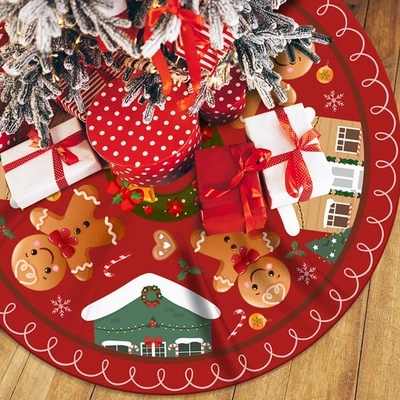 Christmas Tree Skirt 48Inch Christmas Gingerbread Tree Skirt Gingerbread House T - Image 1 of 4