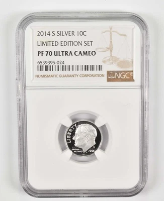 2014-S PF70 Silver Roosevelt Dime US Mint Limited Edition Set NGC *8380 - Image 1 of 4
