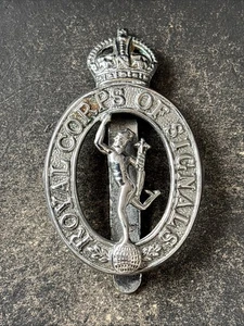 Royal Corps Of Signals British Army Cap Badge. Territorial White Metal. - Picture 1 of 4