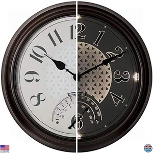 Presentime & Co. 14" leuchtende Wanduhr mit Thermometer & Nachtlicht, Bronze - Bild 1 von 7