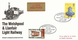 1990 10 May Welshpool Llanfair Railway 25c fdc rail only - Imagen 1 de 1