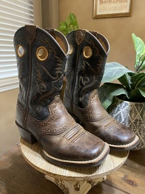 Ariat Boots Children’s Size 11.5 Brown Roughstock Cowboy 10016239 - Image 1 of 4